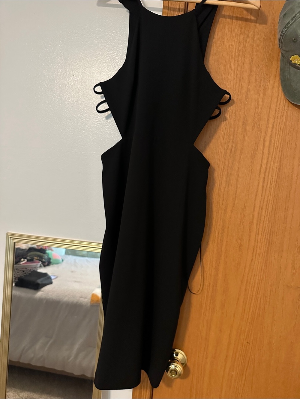 Express Black Midi Bodycon Dress with Side Cutouts